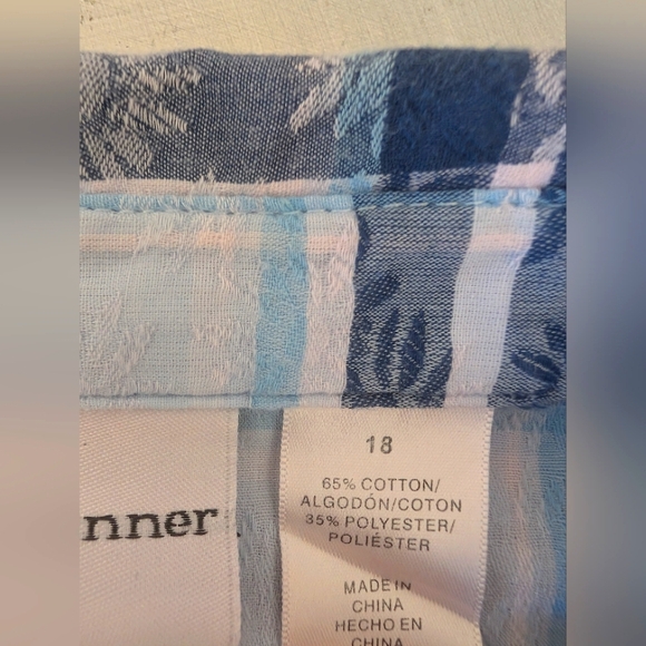 Alfred Dunner Floral Plaid Button Down Shirt Bleu  Boho Retro Size 18 - Picture 12 of 12